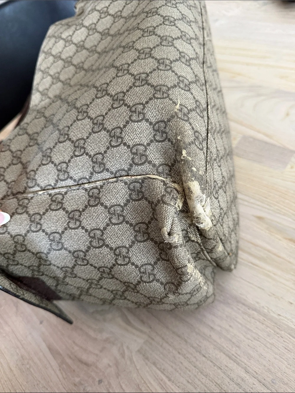 Designer-Style Beige Monogram Messenger Bag
